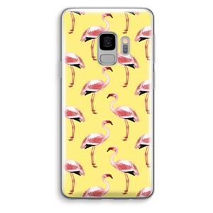 CaseCompany Flamingo's geel: Samsung Galaxy S9 Transparant Hoesje