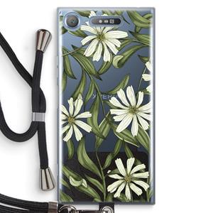 CaseCompany Wit bloemenpatroon: Sony Xperia XZ1 Transparant Hoesje met koord