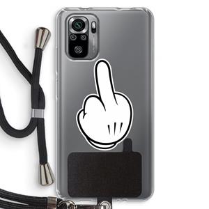 CaseCompany Middle finger white: Xiaomi Redmi Note 10S Transparant Hoesje met koord