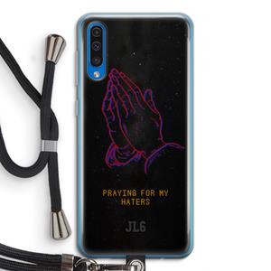 CaseCompany Praying For My Haters: Samsung Galaxy A50 Transparant Hoesje met koord