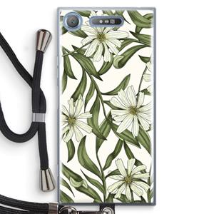 CaseCompany Wit bloemenpatroon: Sony Xperia XZ1 Transparant Hoesje met koord