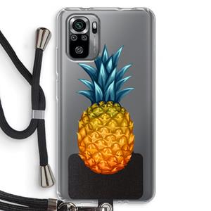 CaseCompany Grote ananas: Xiaomi Redmi Note 10S Transparant Hoesje met koord