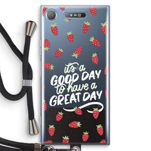CaseCompany Don't forget to have a great day: Sony Xperia XZ1 Transparant Hoesje met koord