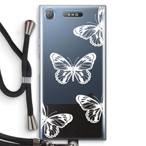 CaseCompany White butterfly: Sony Xperia XZ1 Transparant Hoesje met koord