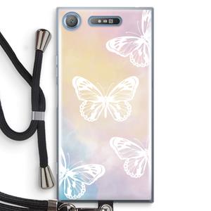 CaseCompany White butterfly: Sony Xperia XZ1 Transparant Hoesje met koord