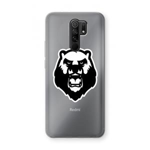 CaseCompany Angry Bear (white): Xiaomi Redmi 9 Transparant Hoesje