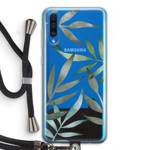CaseCompany Tropical watercolor leaves: Samsung Galaxy A50 Transparant Hoesje met koord