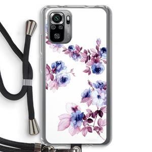 CaseCompany Waterverf bloemen: Xiaomi Redmi Note 10S Transparant Hoesje met koord