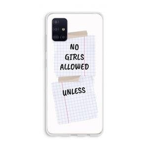 CaseCompany No Girls Allowed Unless: Galaxy A51 4G Transparant Hoesje