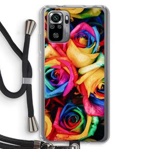 CaseCompany Neon bloemen: Xiaomi Redmi Note 10S Transparant Hoesje met koord