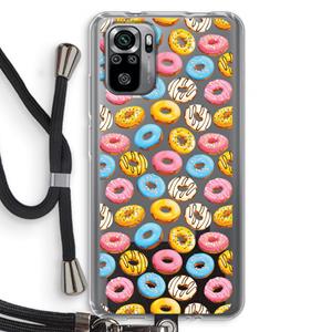 CaseCompany Pink donuts: Xiaomi Redmi Note 10S Transparant Hoesje met koord