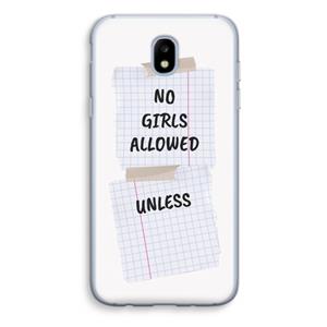 CaseCompany No Girls Allowed Unless: Samsung Galaxy J5 (2017) Transparant Hoesje