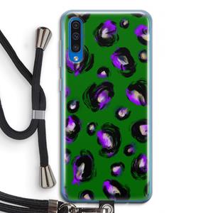 CaseCompany Green Cheetah: Samsung Galaxy A50 Transparant Hoesje met koord