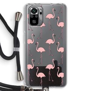 CaseCompany Anything Flamingoes: Xiaomi Redmi Note 10S Transparant Hoesje met koord