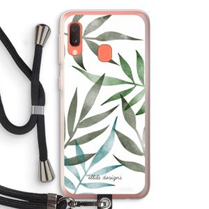 CaseCompany Tropical watercolor leaves: Samsung Galaxy A20e Transparant Hoesje met koord