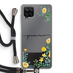 CaseCompany Gele bloemen: Samsung Galaxy A12 Transparant Hoesje met koord
