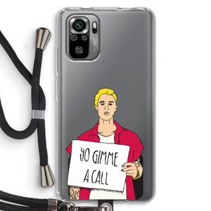 CaseCompany Gimme a call: Xiaomi Redmi Note 10S Transparant Hoesje met koord