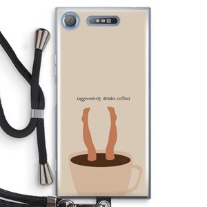 CaseCompany Aggressively drinks coffee: Sony Xperia XZ1 Transparant Hoesje met koord