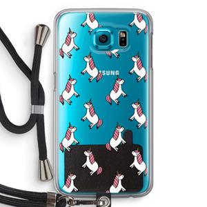 CaseCompany Eenhoorns overal: Samsung Galaxy S6 Transparant Hoesje met koord