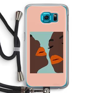 CaseCompany Orange lips: Samsung Galaxy S6 Transparant Hoesje met koord