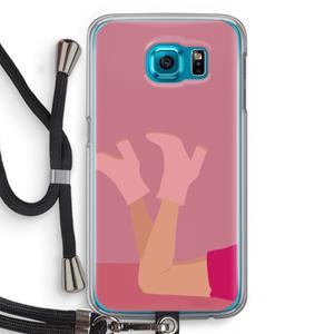 CaseCompany Pink boots: Samsung Galaxy S6 Transparant Hoesje met koord