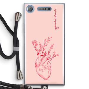 CaseCompany Blooming Heart: Sony Xperia XZ1 Transparant Hoesje met koord