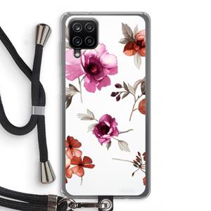 CaseCompany Geschilderde bloemen: Samsung Galaxy A12 Transparant Hoesje met koord