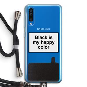 CaseCompany Black is my happy color: Samsung Galaxy A50 Transparant Hoesje met koord