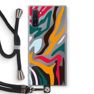CaseCompany Colored Zebra: Samsung Galaxy Note 10 Transparant Hoesje met koord