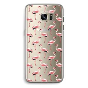 CaseCompany Flamingoprint groen: Samsung Galaxy S7 Edge Transparant Hoesje
