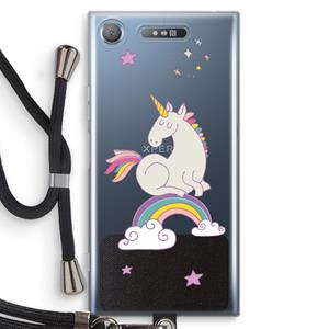 CaseCompany Regenboog eenhoorn: Sony Xperia XZ1 Transparant Hoesje met koord