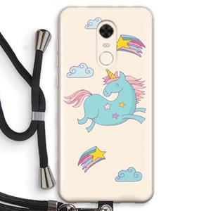 CaseCompany Vliegende eenhoorn: Xiaomi Redmi 5 Transparant Hoesje met koord