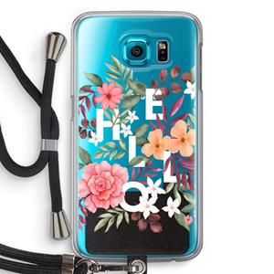 CaseCompany Hello in flowers: Samsung Galaxy S6 Transparant Hoesje met koord