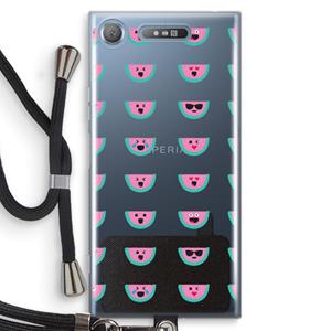 CaseCompany Smiley watermeloenprint: Sony Xperia XZ1 Transparant Hoesje met koord