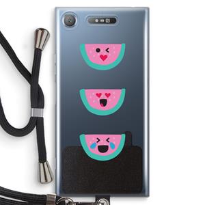 CaseCompany Smiley watermeloen: Sony Xperia XZ1 Transparant Hoesje met koord