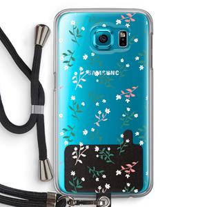 CaseCompany Small white flowers: Samsung Galaxy S6 Transparant Hoesje met koord