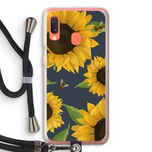 CaseCompany Sunflower and bees: Samsung Galaxy A20e Transparant Hoesje met koord