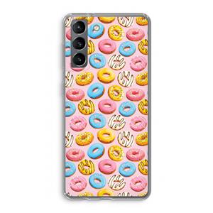 CaseCompany Pink donuts: Samsung Galaxy S21 Transparant Hoesje