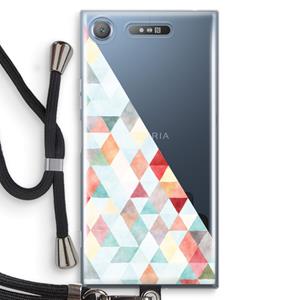 CaseCompany Gekleurde driehoekjes pastel: Sony Xperia XZ1 Transparant Hoesje met koord