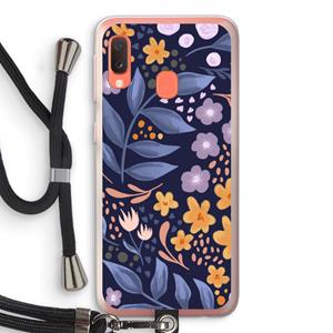 CaseCompany Flowers with blue leaves: Samsung Galaxy A20e Transparant Hoesje met koord