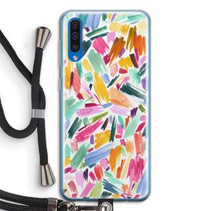 CaseCompany Watercolor Brushstrokes: Samsung Galaxy A50 Transparant Hoesje met koord