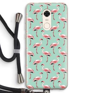 CaseCompany Flamingoprint groen: Xiaomi Redmi 5 Transparant Hoesje met koord