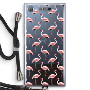CaseCompany Flamingoprint groen: Sony Xperia XZ1 Transparant Hoesje met koord