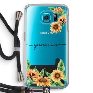 CaseCompany Zonnebloemen: Samsung Galaxy S6 Transparant Hoesje met koord