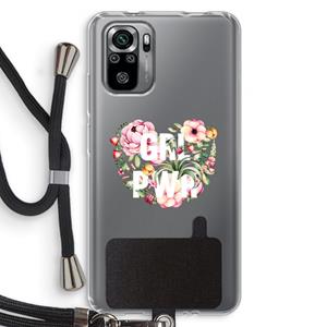 CaseCompany GRL PWR Flower: Xiaomi Redmi Note 10S Transparant Hoesje met koord