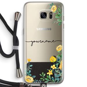 CaseCompany Gele bloemen: Samsung Galaxy S7 Edge Transparant Hoesje met koord