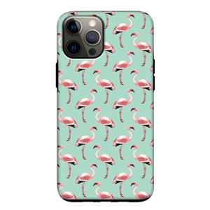 CaseCompany Flamingoprint groen: iPhone 12 Tough Case