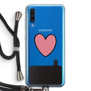 CaseCompany Hartje: Samsung Galaxy A50 Transparant Hoesje met koord