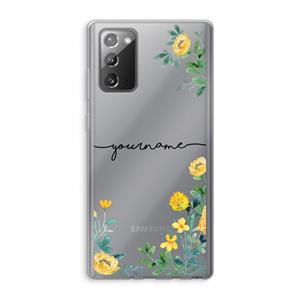 CaseCompany Gele bloemen: Samsung Galaxy Note 20 / Note 20 5G Transparant Hoesje
