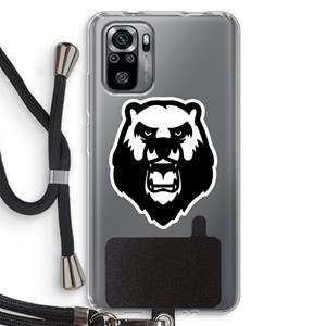 CaseCompany Angry Bear (white): Xiaomi Redmi Note 10S Transparant Hoesje met koord